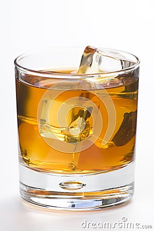 Alcoholic beverage whith ice cubes Stock Photo