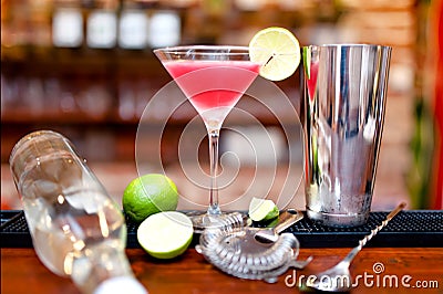 Alcoholic cocktail drink with vodka and triple sec on counter Stock Photo