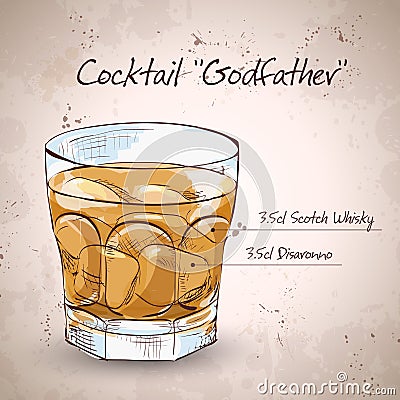 Alcoholic Cocktail Godfather Vector Illustration