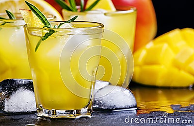 Alcoholic cocktail, mango rum collins, with syrup, lemon juice, Stock Photo