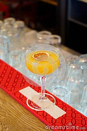 An alcoholic cocktail, spritz drink on a bar counter Stock Photo