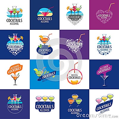 Alcoholic cocktails logo Vector Illustration