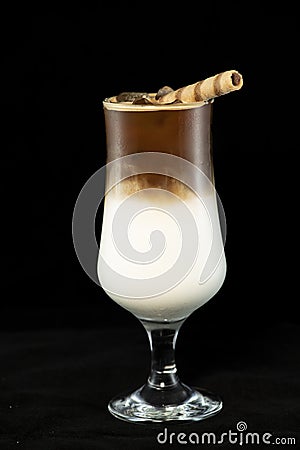 Alcoholic coffee cocktail with coffee liqueur and milk Stock Photo