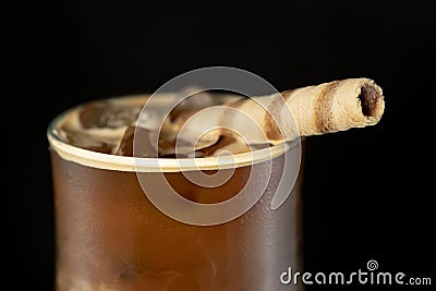 Alcoholic coffee cocktail with coffee liqueur and milk Stock Photo