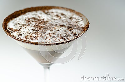 Alcoholic coffee cocktail with a nutty note and fluffy milk foam Stock Photo