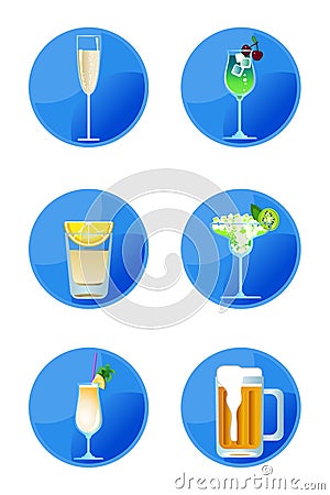 Alcoholic Drink Icons Vector Illustration