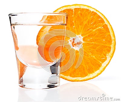 Alcoholic drink and orange Stock Photo