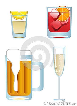 Alcoholic Drinks Vector Illustration