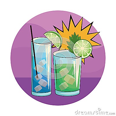 Alcoholic drinks beverages cartoon Vector Illustration