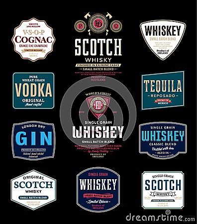 Alcoholic drinks labels Vector Illustration