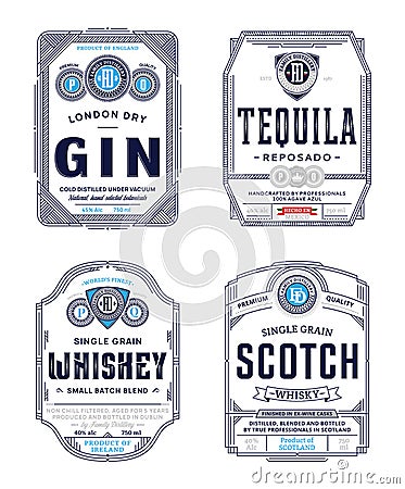 Alcoholic drinks labels Vector Illustration