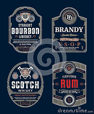 Alcoholic drinks labels Vector Illustration