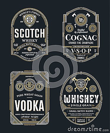 Alcoholic drinks labels Vector Illustration