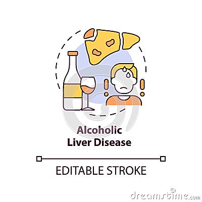 Alcoholic liver disease concept icon Vector Illustration