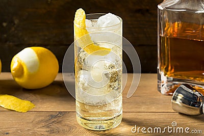 Alcoholic Whiskey and Soda Highball Stock Photo