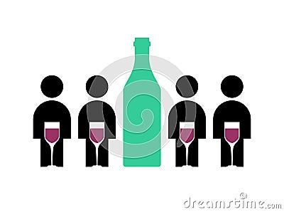 Alcoholics Anonymous Club sign logo. People and alcohol. Concept for meeting of people with alcoholism icon Vector Illustration