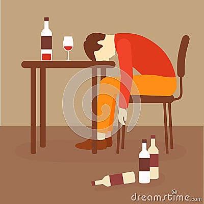 Alcoholism, alcohol addiction Vector Illustration