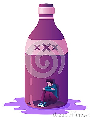 Alcoholism Concept on White Vector Illustration