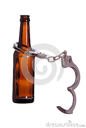 Alcoholism with handcuff Stock Photo