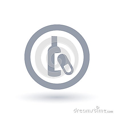 Alcoholism and prescription drug addiction icon. Vector Illustration