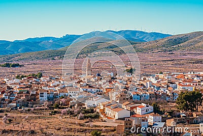 Alcublas townscape in countryside rural scene Stock Photo