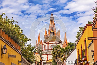 Aldama Street Parroquia Archangel Church San Miguel de Allende Mexico Stock Photo