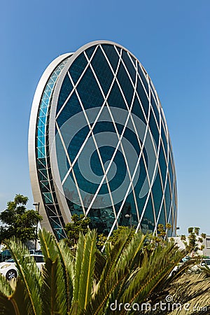 The Aldar headquarters building is the first circular building of its kind in the Middle East in Abu Dhabi, UAE Editorial Stock Photo