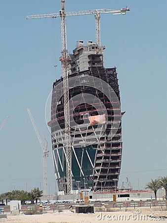 UAE: Historic picture (Oct 2008) of construction of Aldar Headquarters building Editorial Stock Photo