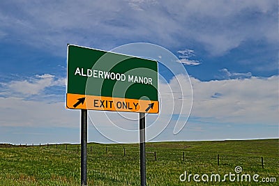US Highway Exit Sign for Alderwood Manor Stock Photo