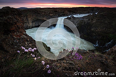 Aldeyjarfoss waterfalls is situated in the north of Iceland. Stock Photo