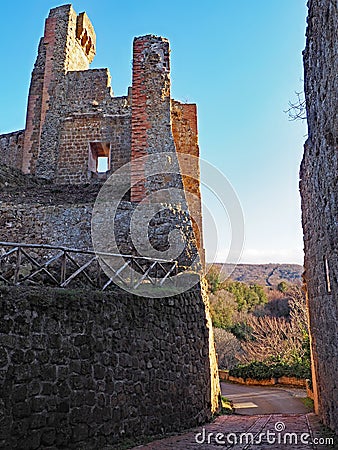 Aldobrandeschi Castle of Sovana in Italy Stock Photo