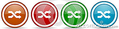 Aleatory glossy icons, set of modern design buttons for web, internet and mobile applications in four colors options isolated on Stock Photo