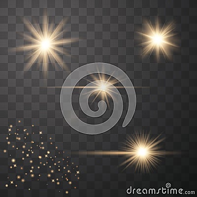 Set of Transparent Flares Vector Illustration