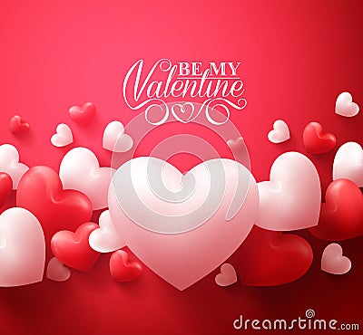 Alentine Hearts Background Floating with Happy Valentines Day Greetings Vector Illustration