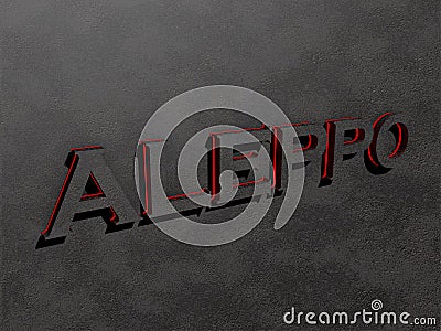 Aleppo red dark grey text letters rock 3d render Stock Photo
