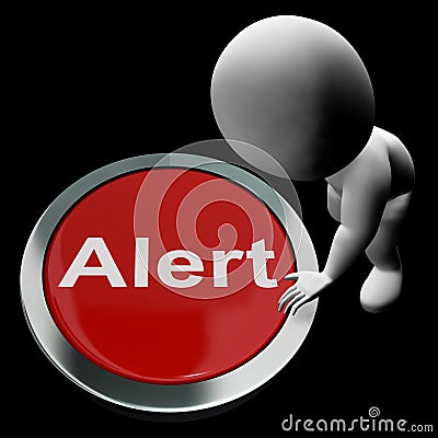 Alert Button Shows Warn Caution Or Raise Alarm Stock Photo
