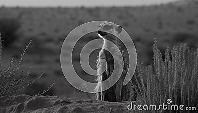 Alert meerkat in natural Africa landscape watching surroundings generated by AI Stock Photo