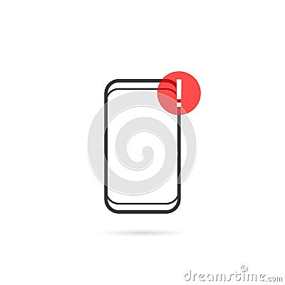 Alert notification on thin line frameless phone Vector Illustration
