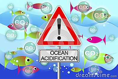 Alert Ocean Acidification - CO2 Carbon dioxide emissions are absorbed by the oceans causing warming of the seas Stock Photo