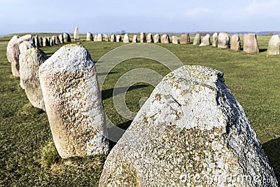 Ales stones, imposing megalithic monument in Skane, Sweden Stock Photo