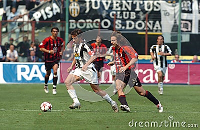 Alessandro Del Piero and Andrea Pirlo in action during the match Editorial Stock Photo