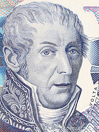 Alessandro Volta portrait from Italian money Stock Photo