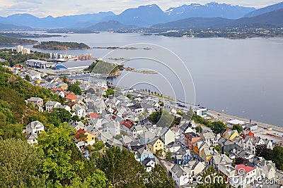 Alesund city aerial view Stock Photo