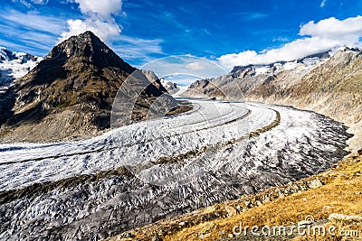 Aletsch Glacier in the Alps in Switzerland Stock Photo