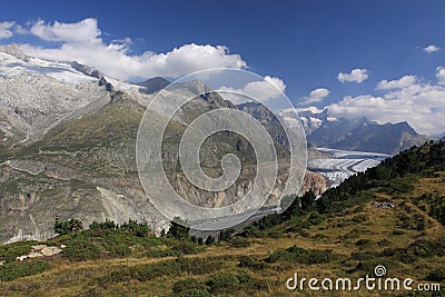 Aletsch glacier - Bernese Alps Stock Photo