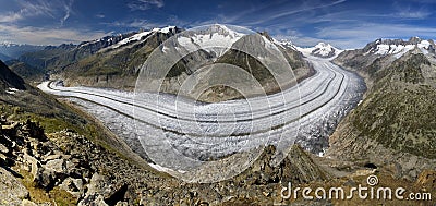 Aletsch glacier - panoramic view Stock Photo