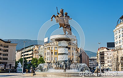 Alexander the Great Monument in Skopje Stock Photo