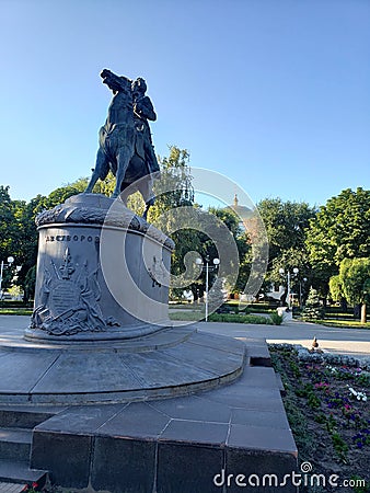 Alexander Suvorov monument in the city center of Izmail,Ukraine Editorial Stock Photo