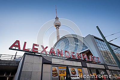 Alexanderplatz Station and TV Tower (Fernsehturm) - Berlin, Germany Editorial Stock Photo