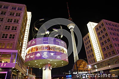 Alexanderplatz, Tv tower and world clock Editorial Stock Photo